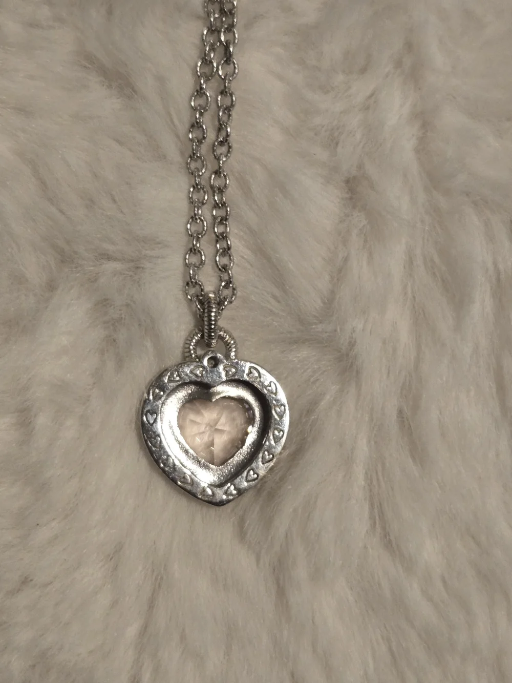 Judith Ripka Silver Heart Pendant with Champagne Stone